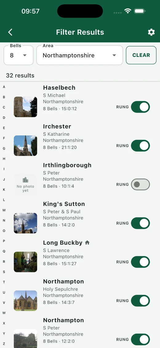 Tower search and filter results